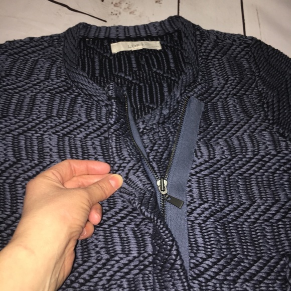 LOFT Petite Moto Zip Asymmetrical Sweater Jacket - Picture 3 of 5